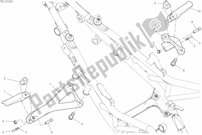 All parts for the Rear Footrest of the Ducati Streetfighter V4 S Thailand 1103 2020